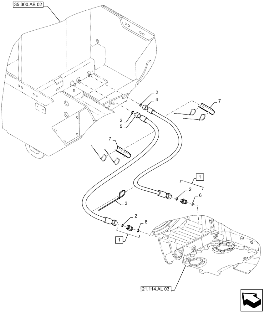 Схема запчастей Case IH TITAN 4040 - (21.100.AD[01]) - COOLER LINES, TRANSMISSION (21) - TRANSMISSION