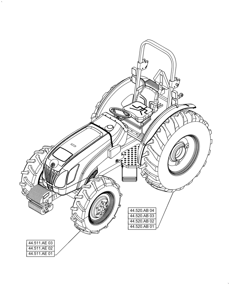 Схема запчастей Case IH FARMALL 60A - (00.000.44[01]) - PICTORIAL INDEX - WHEELS (00) - GENERAL & PICTORIAL INDEX