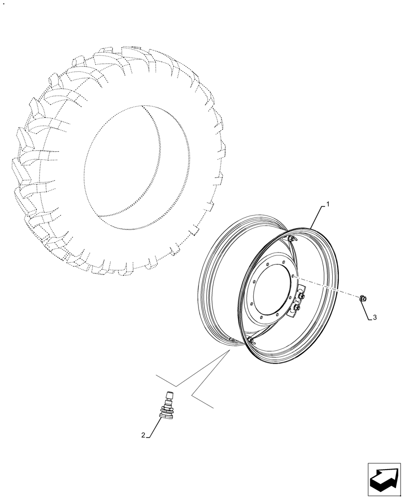 Схема запчастей Case IH FARMALL 130A - (44.511.AE[13]) - VAR - 828240, 824130 - FRONT, WHEEL (W12X28) (44) - WHEELS