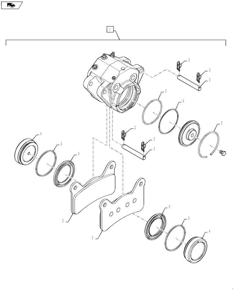 Схема запчастей Case IH TITAN 3040 - (33.202.AF[01]) - FRONT BRAKE CALIPER (33) - BRAKES & CONTROLS