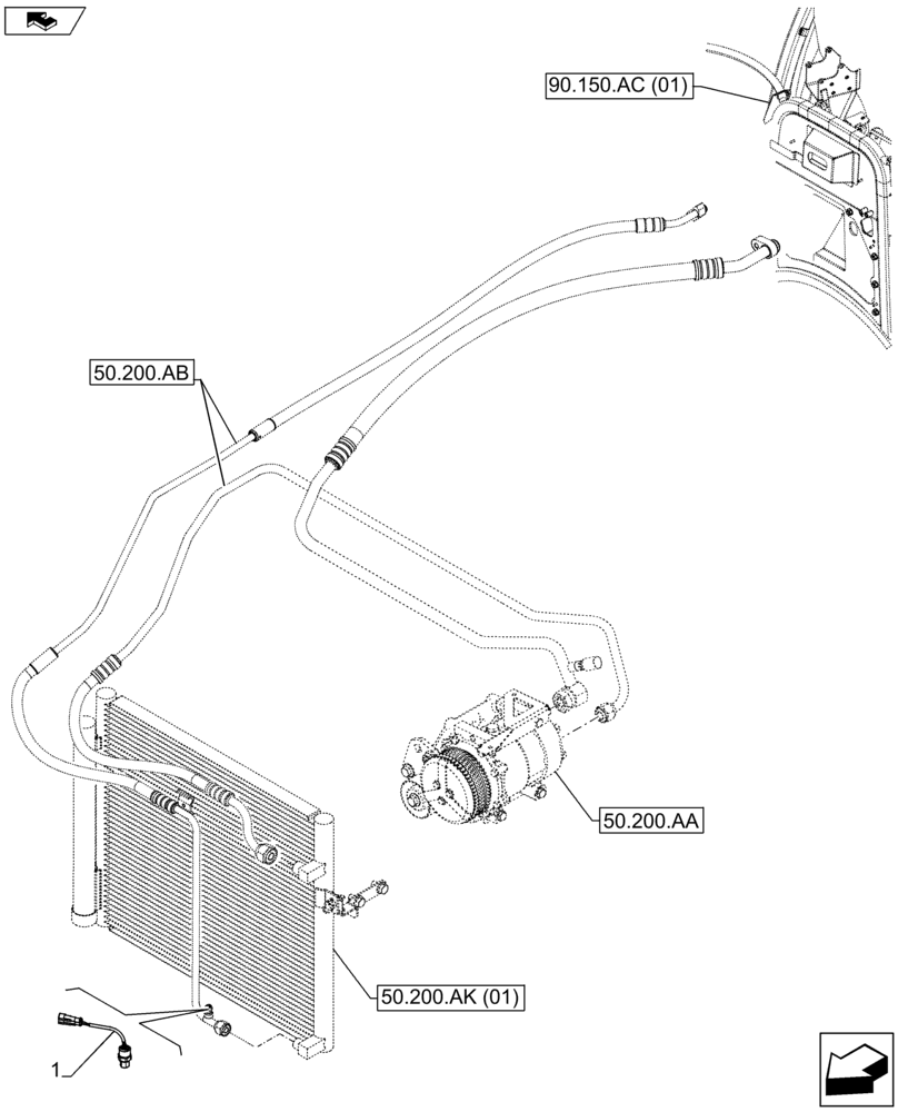 Схема запчастей Case IH FARMALL 115U - (55.050.AA) - VAR - 744716 - AIR CONDITIONING, PRESSURE SWITCH (55) - ELECTRICAL SYSTEMS