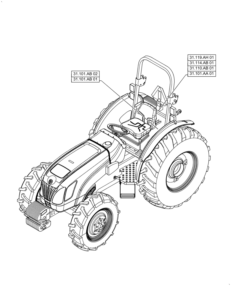 Схема запчастей Case IH FARMALL 60A - (00.000.31[01]) - PICTORIAL INDEX - IMPLEMENT POWER TAKE-OFF (00) - GENERAL & PICTORIAL INDEX