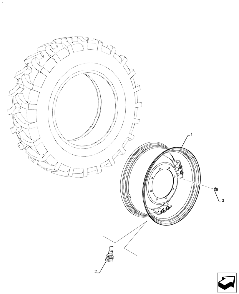 Схема запчастей Case IH FARMALL 130A - (44.511.AE[15]) - VAR - 828250, 885044 - FRONT, WHEEL (W12X28) (44) - WHEELS