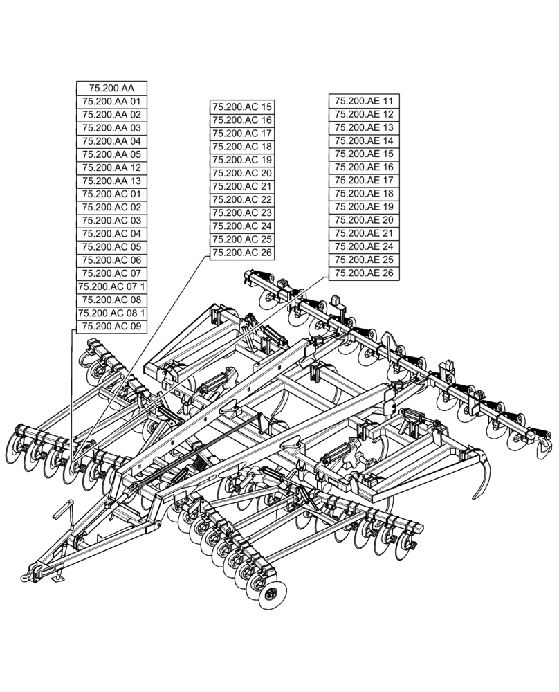 Схема запчастей Case IH ECOLO-TIGER 875 - (75.000.00[01]) - SECTION INDEX - SOIL PREPARATION Invalid section