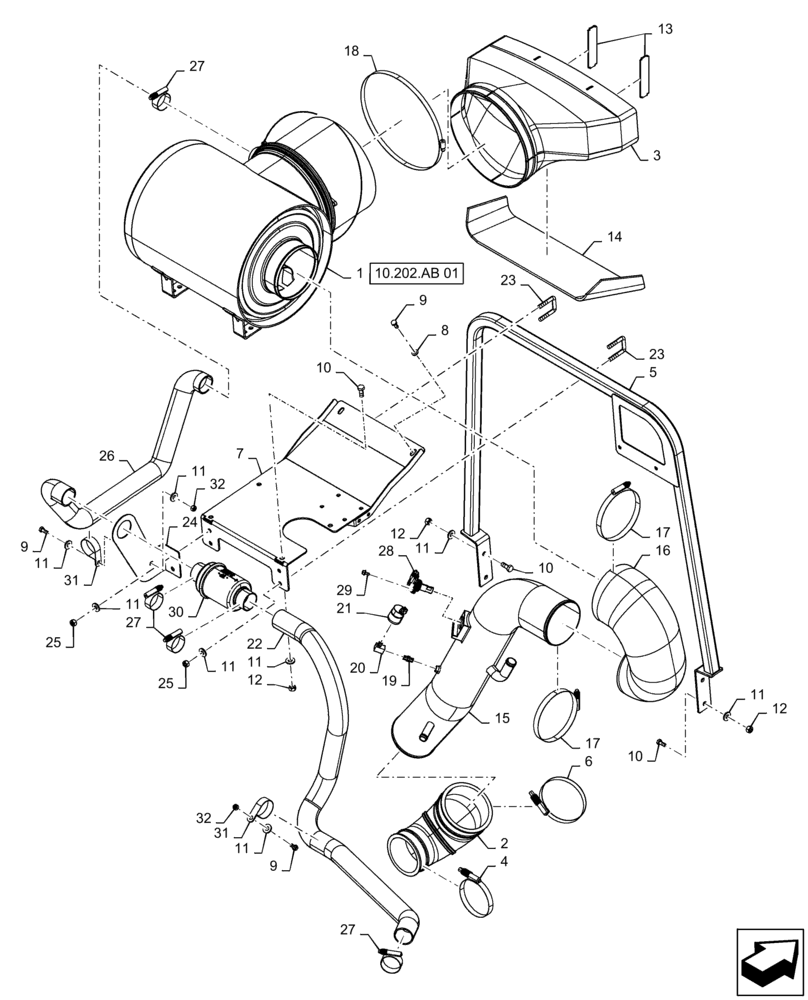Схема запчастей Case IH TITAN 3040 - (10.202.BD[01]) - AIR CLEANER & INTAKE PARTS, AND MOUNTING (10) - ENGINE