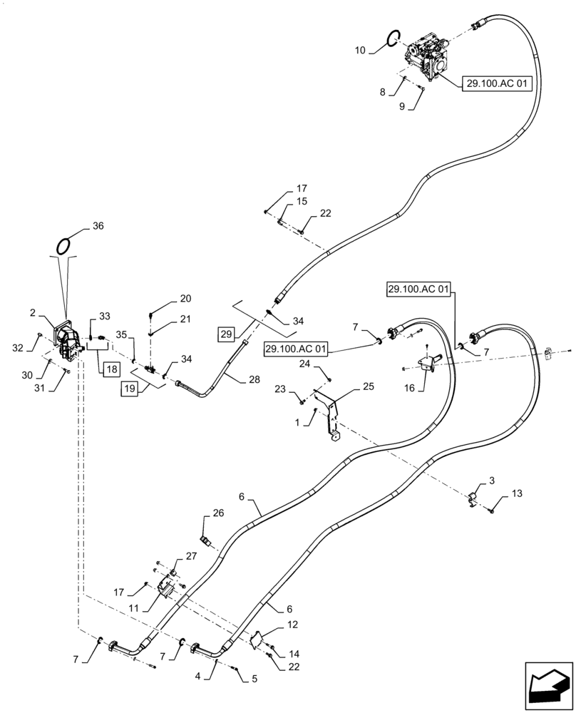 Схема запчастей Case IH 8240 - (29.100.AO[01]) - VAR - 722028, 722774, 425272 - HYDROSTATIC PUMP, DRIVE (29) - HYDROSTATIC DRIVE