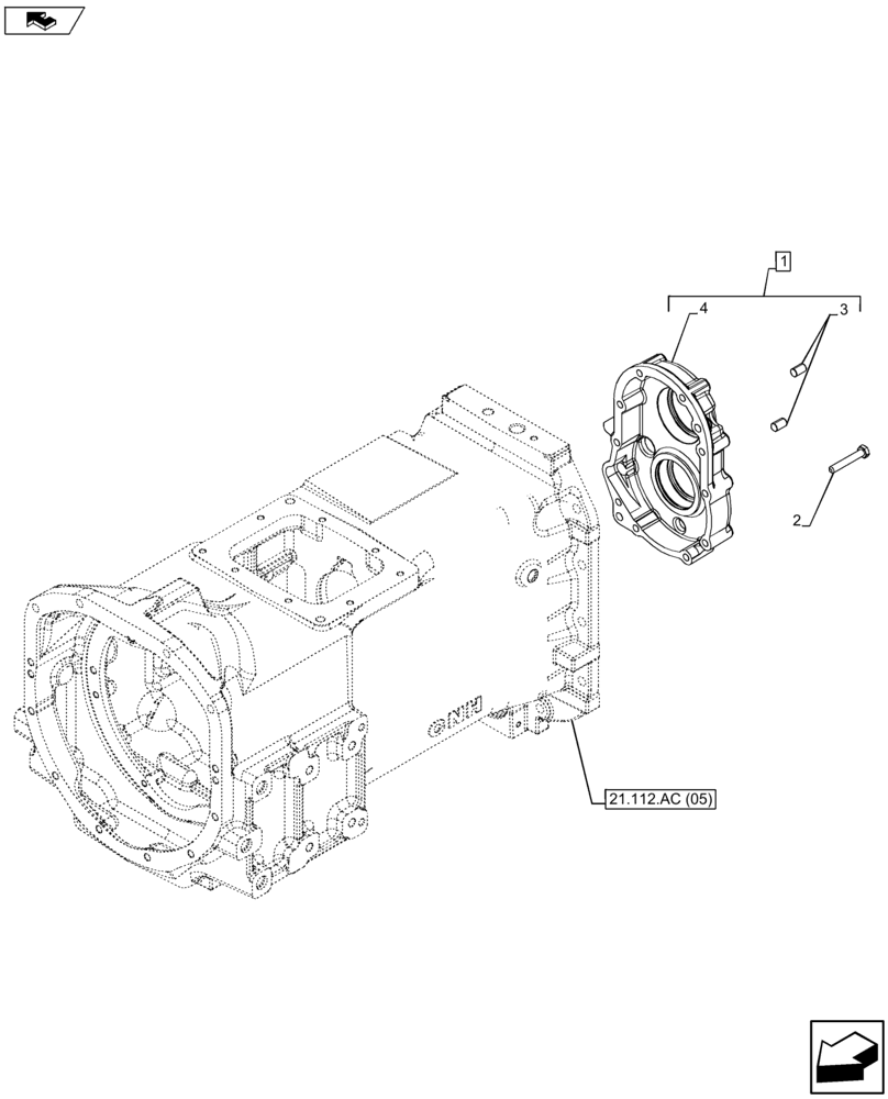 Схема запчастей Case IH FARMALL 105U - (21.112.AC[06]) - VAR - 334115, 334117 - TRANSMISSION HOUSING, COVERS (16X16) (21) - TRANSMISSION