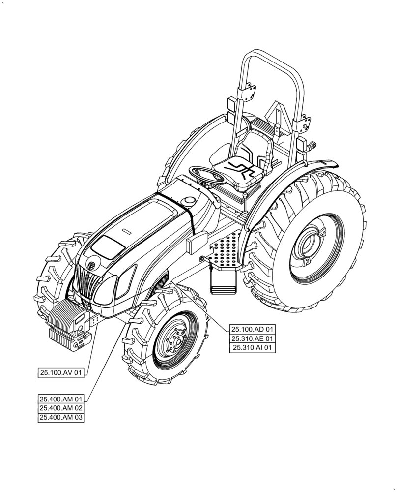 Схема запчастей Case IH FARMALL 60A - (00.000.25[01]) - PICTORIAL INDEX - FRONT AXLE SYSTEM, 4WD (00) - GENERAL & PICTORIAL INDEX