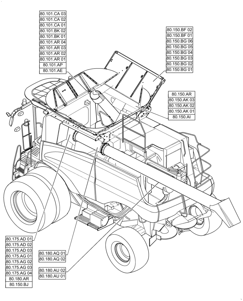 Схема запчастей Case IH 6140 - (80.000.00) - SECTION INDEX - CROP STORAGE/UNLOADING (80) - CROP STORAGE/UNLOADING