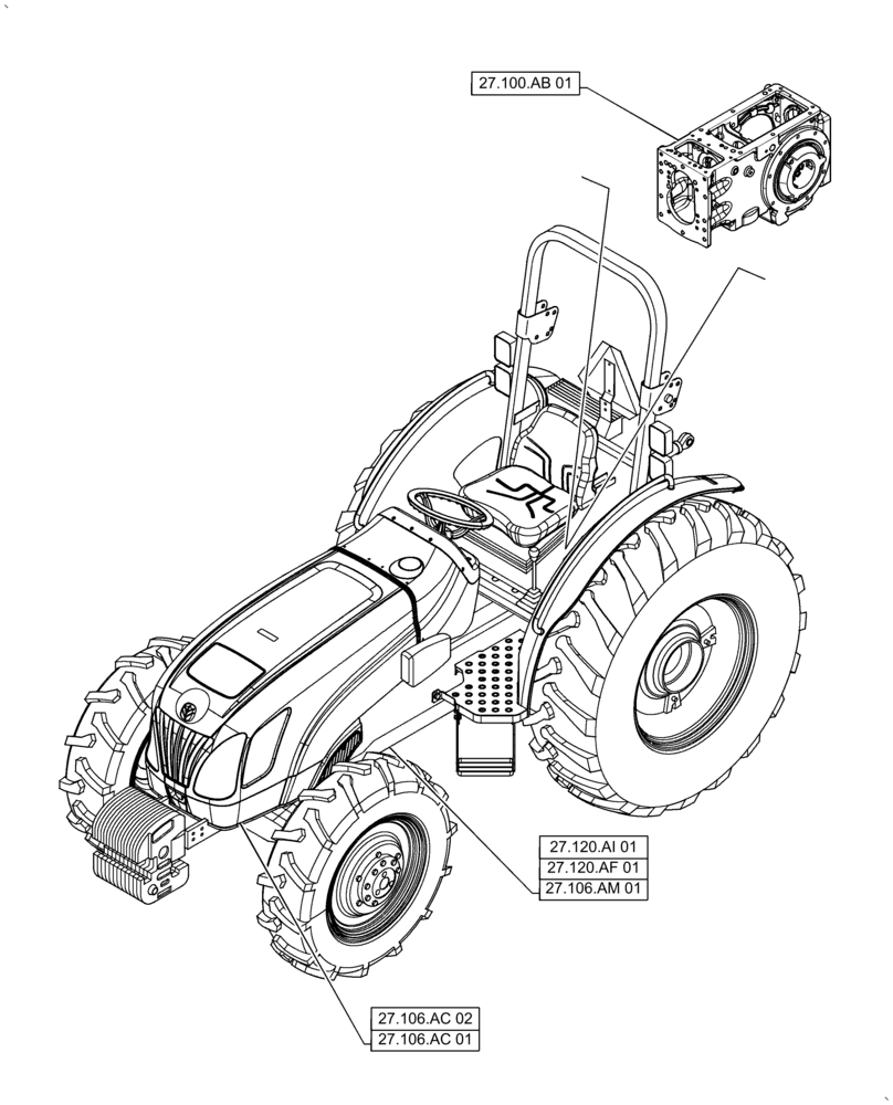 Схема запчастей Case IH FARMALL 60A - (27.000.00[01]) - SECTION INDEX - REAR AXLE SYSTEM, 4WD (27) - REAR AXLE SYSTEM