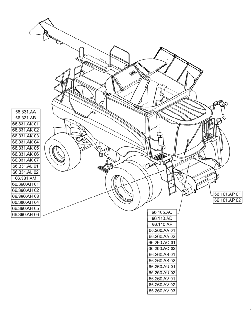 Схема запчастей Case IH 6140 - (66.000.00) - SECTION INDEX - THRESHING (66) - THRESHING