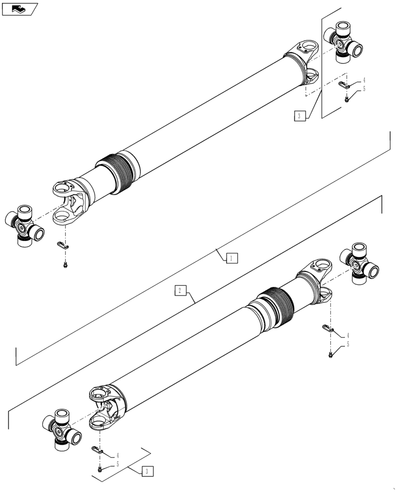 Схема запчастей Case IH TITAN 3040 - (27.126.AA [02]) - DRIVELINE BREAKDOWN, WITH AUXILIARY TRANSMISSION, 3040, 3540 (27) - REAR AXLE SYSTEM
