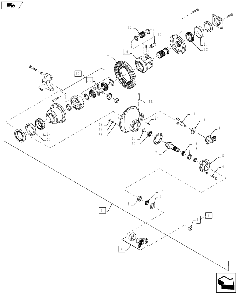 Схема запчастей Case IH TITAN 3040 - (27.120.AF[01]) - REAR AXLE CARRIER (27) - REAR AXLE SYSTEM