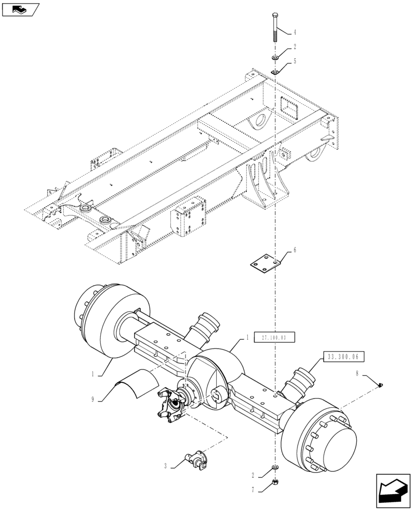 Схема запчастей Case IH TITAN 3040 - (27.100.AK[03]) - REAR AXLE MOUNTING WITHOUT AUXILIARY TRANSMISSION, 3040, 3540 (27) - REAR AXLE SYSTEM
