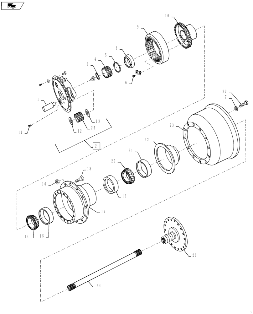Схема запчастей Case IH TITAN 3040 - (27.120.AI[01]) - REAR AXLE HUB (27) - REAR AXLE SYSTEM