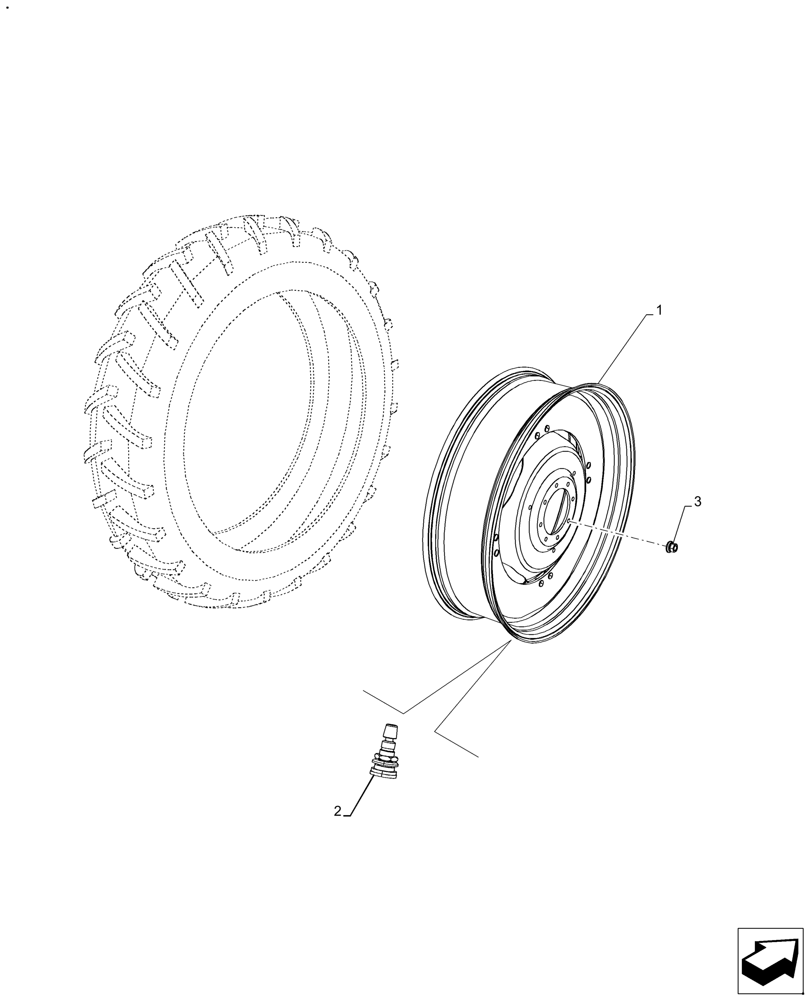 Схема запчастей Case IH FARMALL 130A - (44.520.AB[20]) - VAR - 836078 - REAR, WHEEL (W13X46) (44) - WHEELS