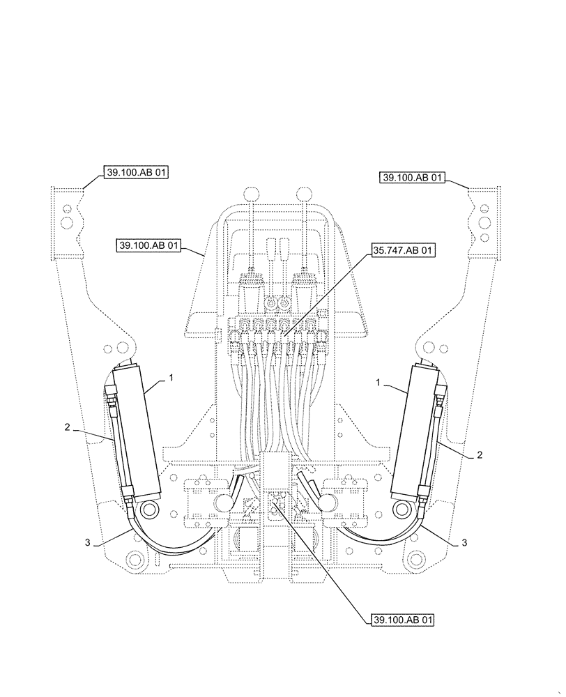 Схема запчастей Case IH BHA102 - (39.129.AB[01]) - HYDRAULIC, STABILIZER (39) - FRAMES AND BALLASTING