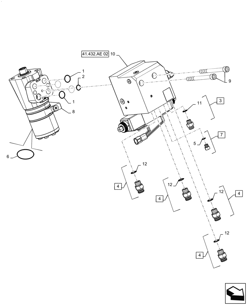 Схема запчастей Case IH MAGNUM 280 - (41.432.AE[03]) - STEERING VALVE, AUTOGUIDANCE, HIGH FLOW (41) - STEERING