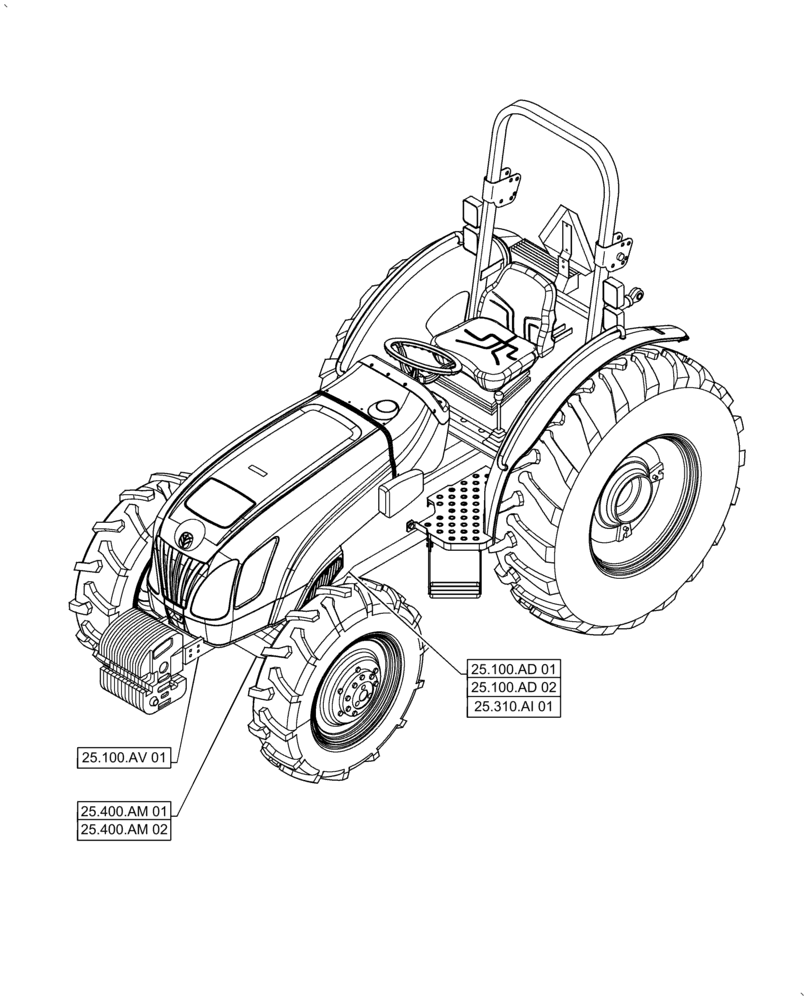 Схема запчастей Case IH FARMALL 70A - (25.000.00[01]) - SECTION INDEX - FRONT AXLE SYSTEM, 4WD (25) - FRONT AXLE SYSTEM