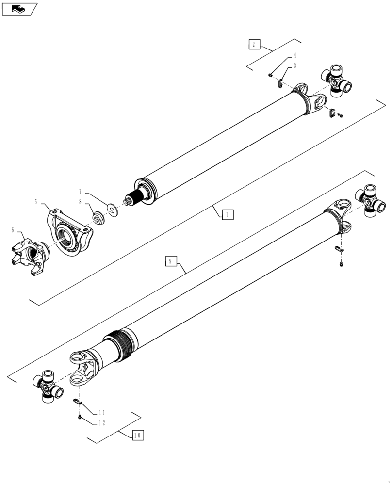 Схема запчастей Case IH TITAN 3040 - (27.126.AA[04]) - DRIVELINE BREAKDOWN, W/OUT AUX TRANSMISSION, 3040, 3540 (27) - REAR AXLE SYSTEM