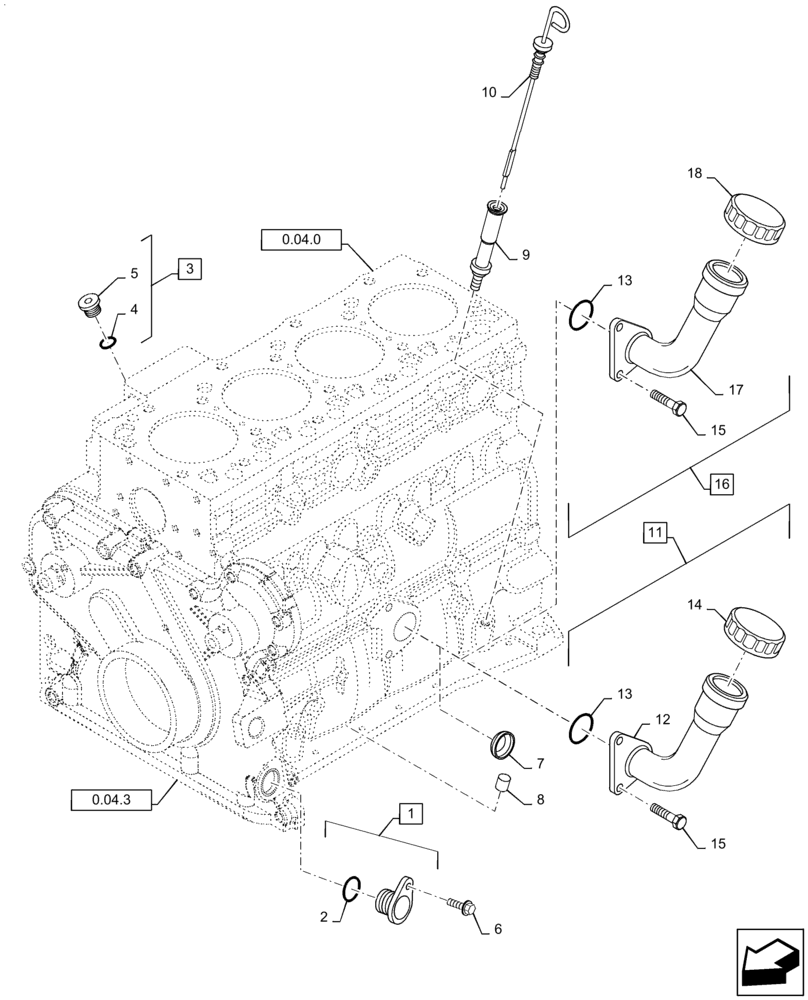 Схема запчастей Case IH P110 - (0.27.0) - ENGINE OIL, DIPSTICK (02) - ENGINE