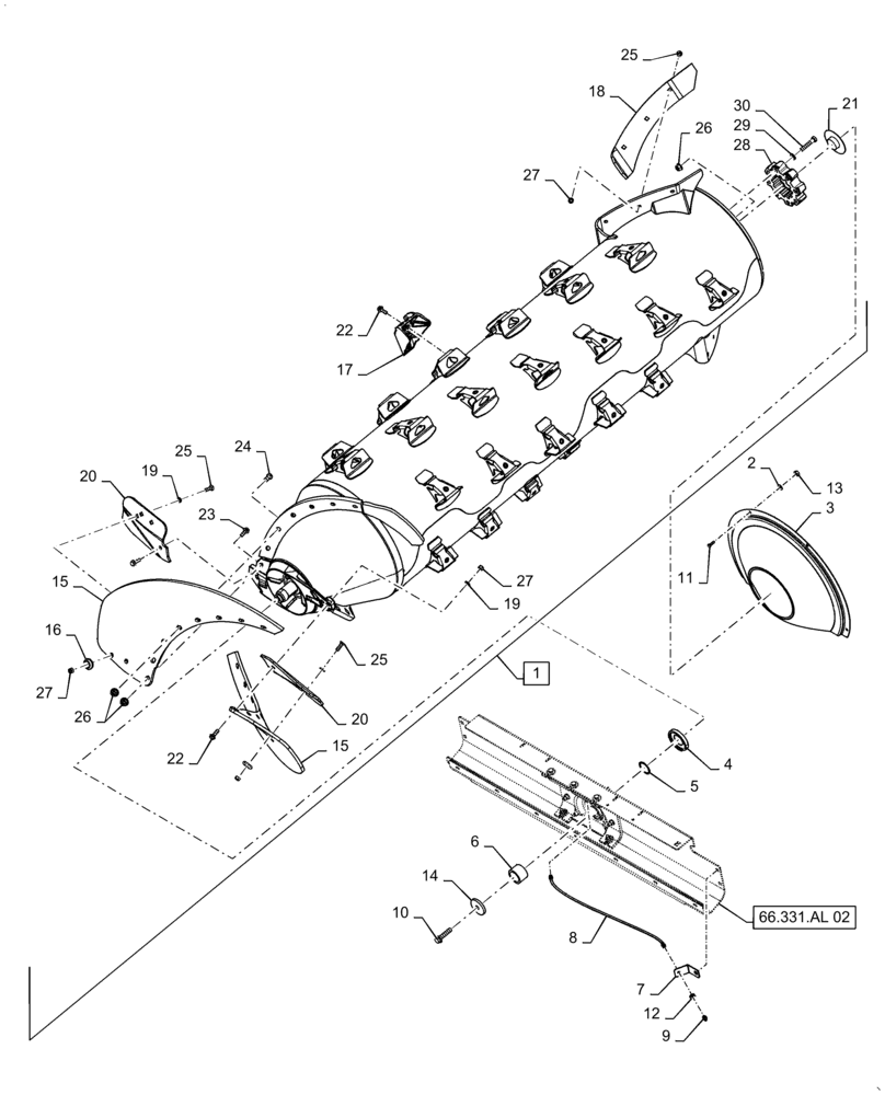 Схема запчастей Case IH 8240 - (66.331.AK[06]) - VAR - 425102 - THRESHING CYLINDER, ROTOR (66) - THRESHING