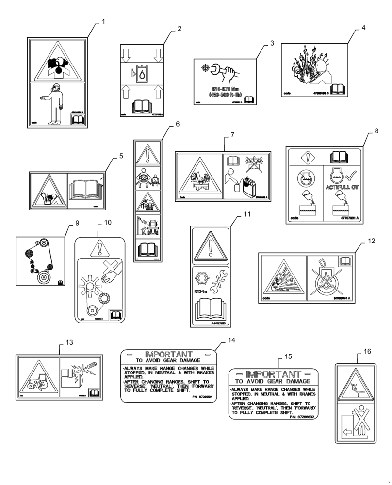 Схема запчастей Case IH TITAN 3040 - (90.108.AC[01]) - WARNING DECAL, 3040, 3540 (90) - PLATFORM, CAB, BODYWORK AND DECALS