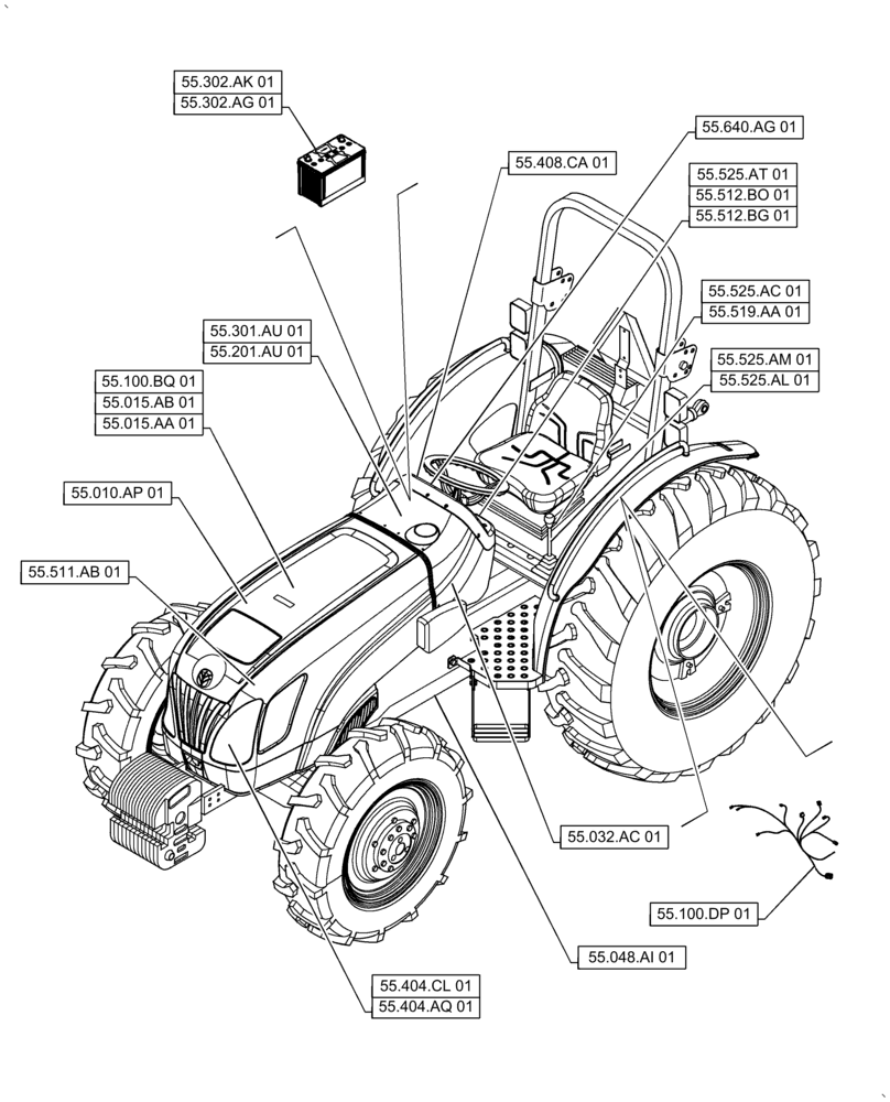 Схема запчастей Case IH FARMALL 60A - (00.000.55[01]) - PICTORIAL INDEX - ELECTRICAL SYSTEMS (00) - GENERAL & PICTORIAL INDEX
