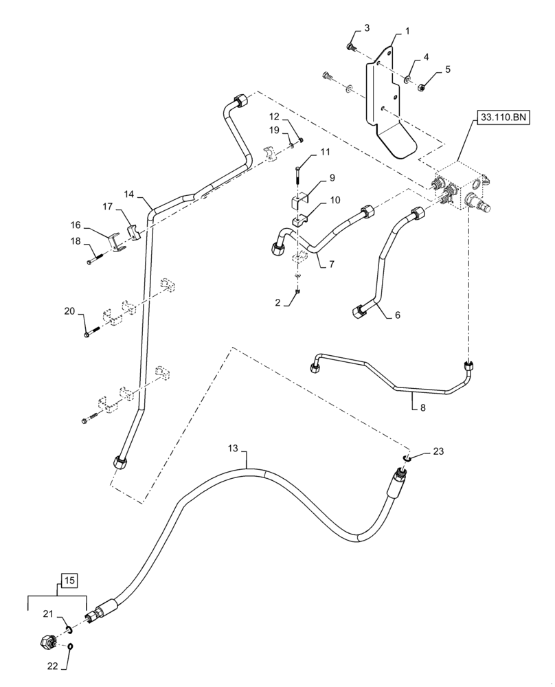Схема запчастей Case IH 9230 - (33.202.BT) - HYDRAULICS BRAKE CONTROL LINES (33) - BRAKES & CONTROLS