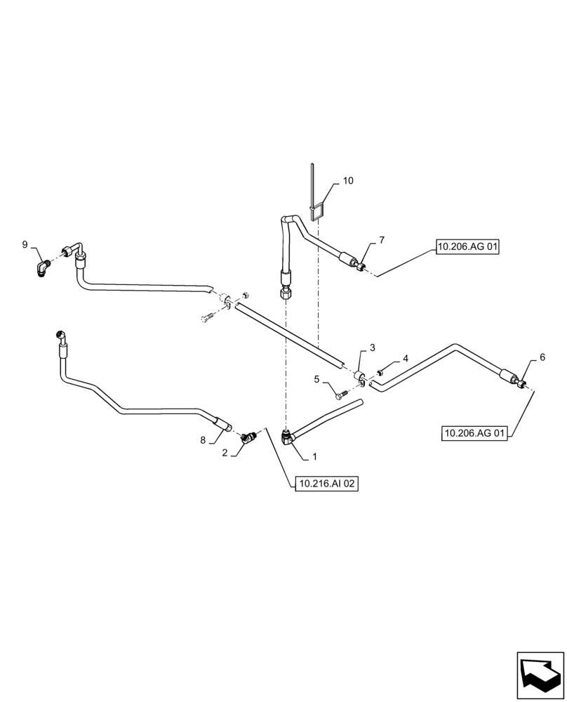 Схема запчастей Case IH TITAN 3040 - (10.216.BA[01]) - FUEL LINES (10) - ENGINE