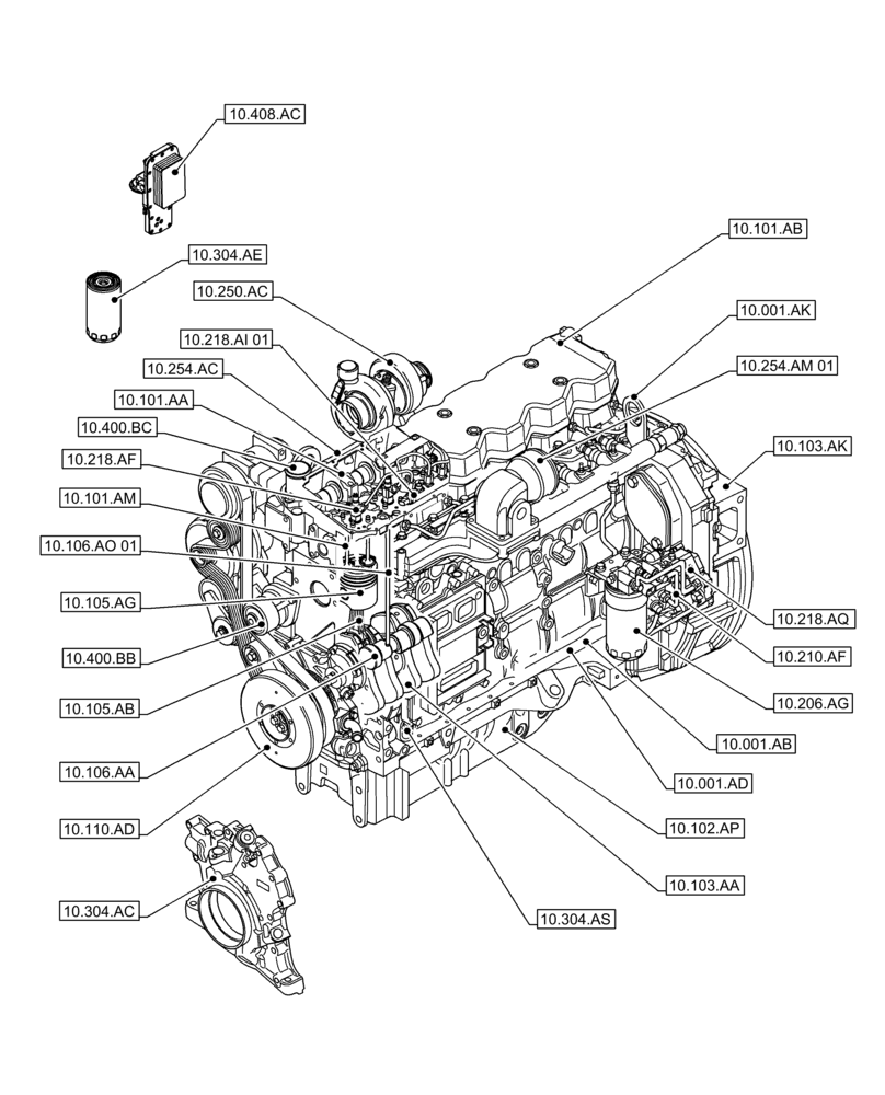Схема запчастей Case IH F4DFE6132 B007 - (10.000.00) - SECTION INDEX - ENGINE (10) - ENGINE