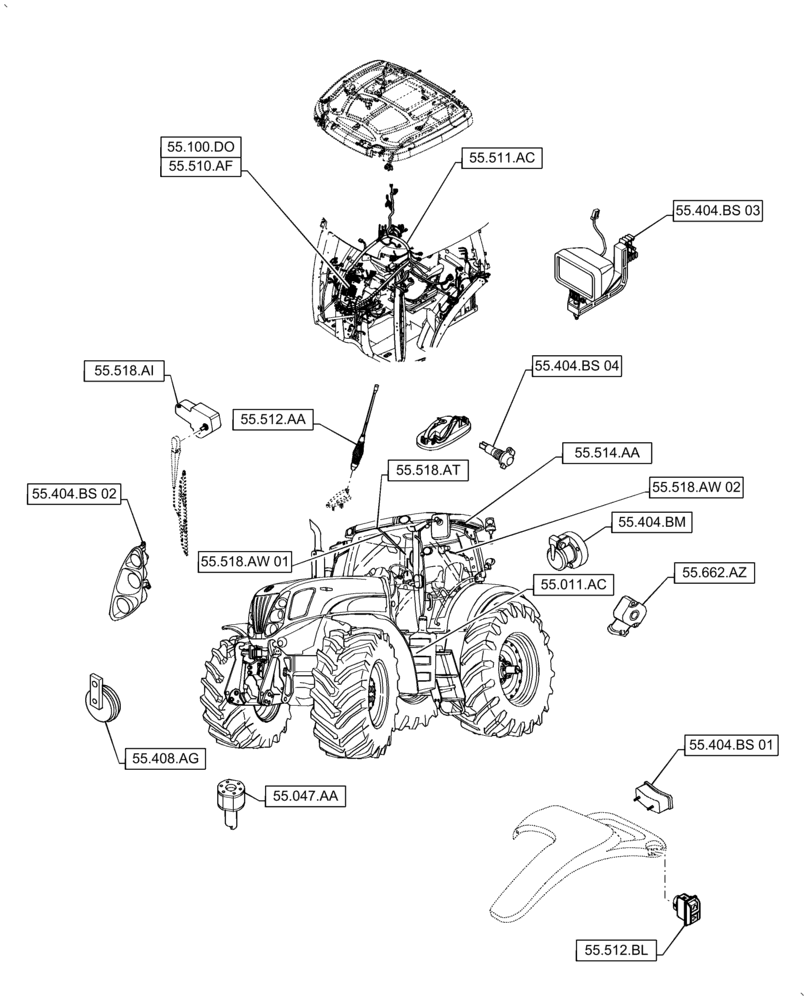 Схема запчастей Case IH PUMA 2304 - (55.000.00[03]) - SECTION INDEX - ELECTRICAL SYSTEMS (55) - ELECTRICAL SYSTEMS