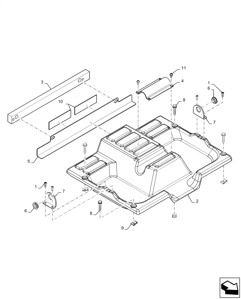 Схема запчастей Case IH SV280 - (90.160.AS[02]) - FLOOR PLATE, FOOT CONTROLS (90) - PLATFORM, CAB, BODYWORK AND DECALS