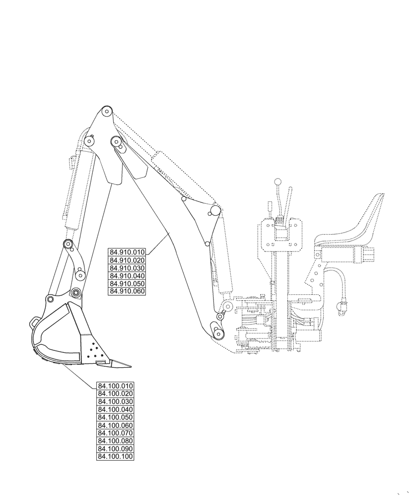 Схема запчастей Case IH BHA102 - (84.000.000) - SECTION INDEX - BOOMS, DIPPERS & BUCKET (84) - BOOMS, DIPPERS & BUCKETS
