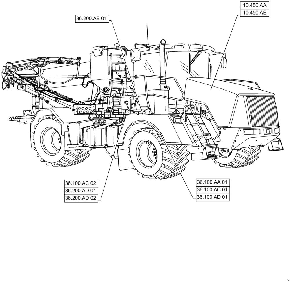 Схема запчастей Case IH TITAN 4540 - (36.000.00[02]) - SECTION INDEX - PNEUMATIC SYSTEM, 4040, 4540 (36) - PNEUMATIC SYSTEM