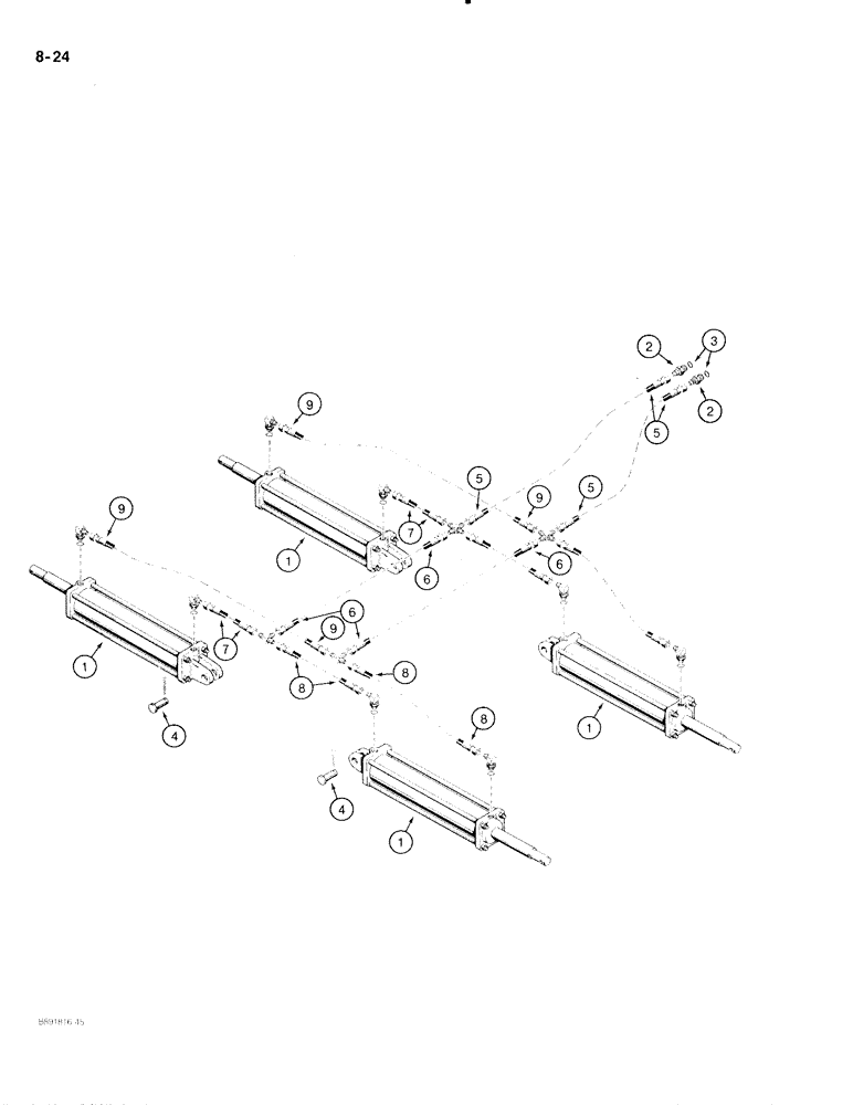 Схема запчастей Case IH 475 - (8-24) - WING LIFT HYDRAULIC CIRCUIT, 3/8" ID SUPPLY & RETURN HOSES, W/O DIVERTER VALVE (08) - HYDRAULICS