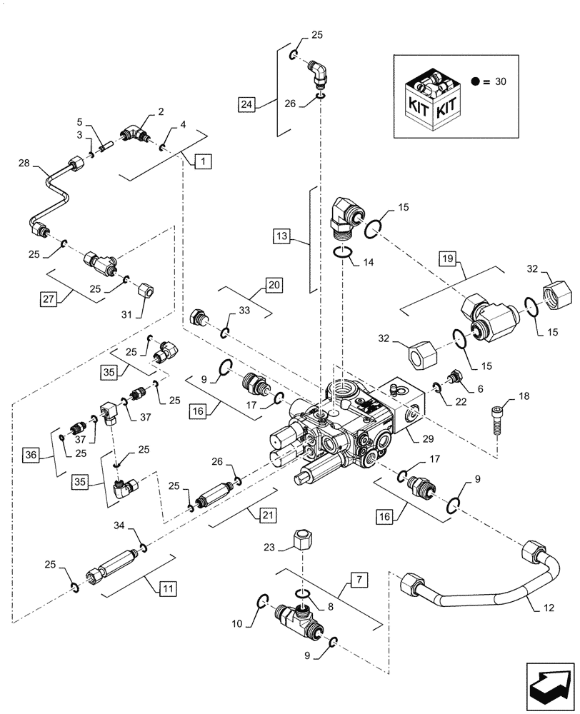 Схема запчастей Case IH MAGNUM 200 - (41.200.BY[01]) - PRIORITY VALVE, MAIN, POWERSHIFT (41) - STEERING
