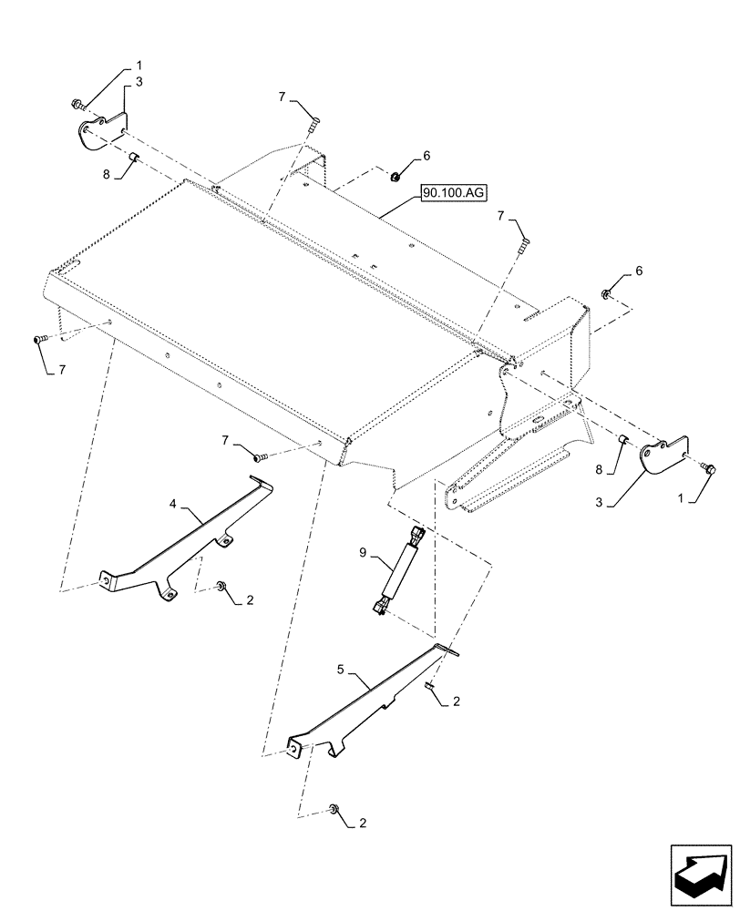 Схема запчастей Case IH SV300 - (90.100.AU[01]) - HOOD & STRUT, AIR CONDITIONED (90) - PLATFORM, CAB, BODYWORK AND DECALS