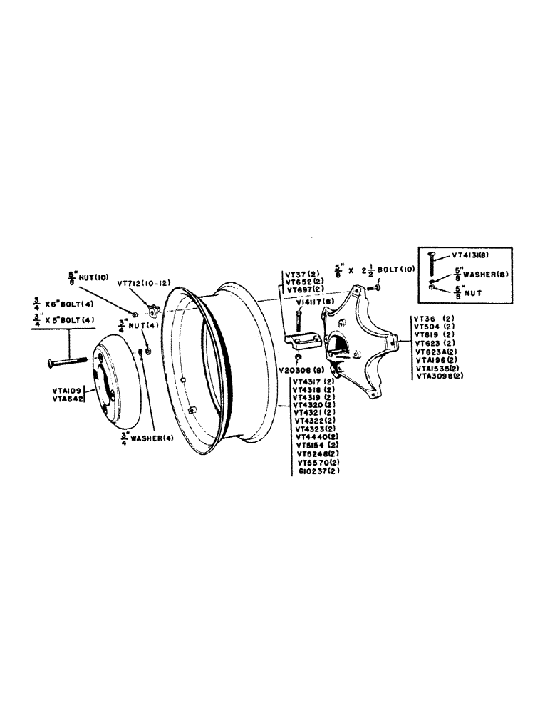 Схема запчастей Case IH VAC12-SERIES - (078) - REAR WHEELS AND RIMS, VAC, VA, VAO, VAH (06) - POWER TRAIN