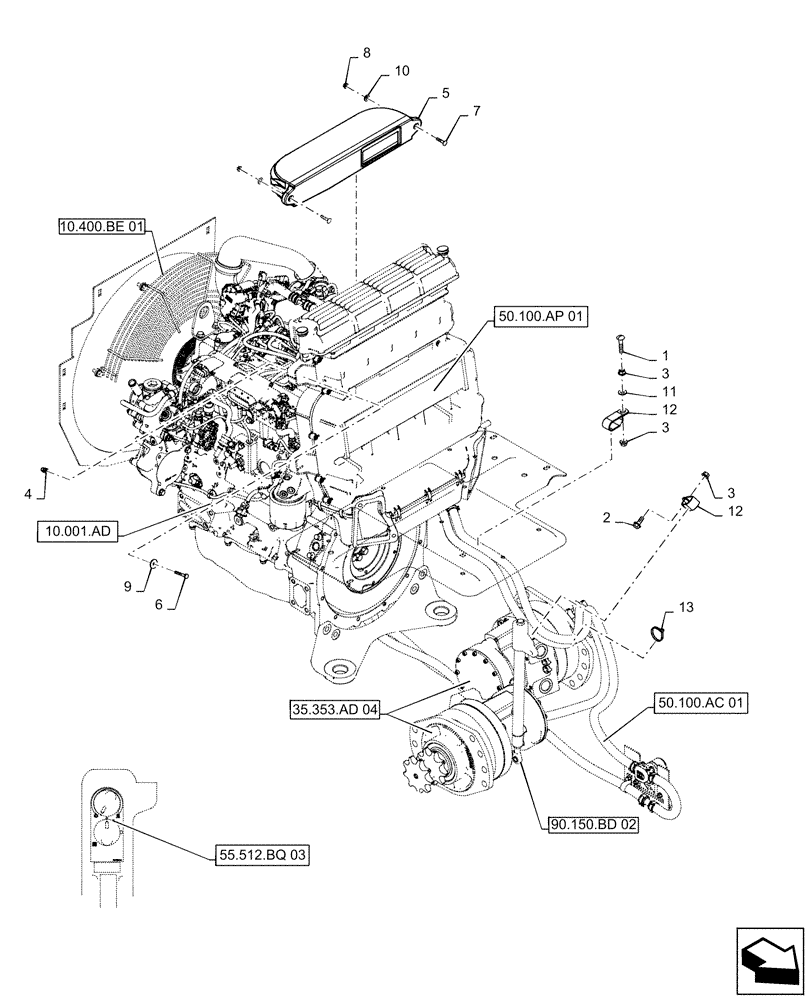 Схема запчастей Case IH TR310 - (50.100.AP[02]) - HVAC SYSTEM, HEATER ONLY (50) - CAB CLIMATE CONTROL