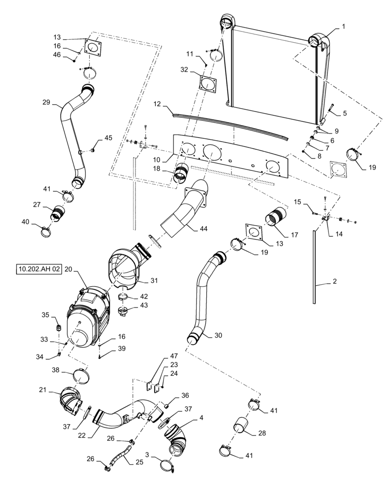 Схема запчастей Case IH PATRIOT 3240 - (10.310.AA[01]) - AIR INTAKE, AND AFTERCOOLER (10) - ENGINE