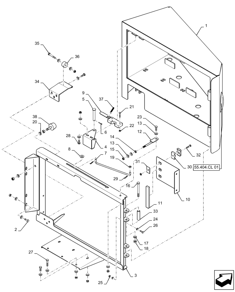 Схема запчастей Case IH TITAN 3040 - (55.302.AH[01]) - BATTERY BOX AND MOUNTING, 3040, 3540 (55) - ELECTRICAL SYSTEMS