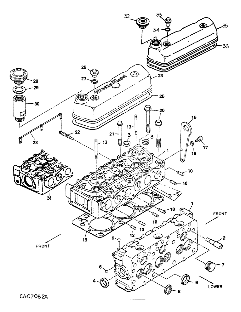 Схема запчастей Case IH 284 - (12-40) - POWER, DIESEL ENGINE, NISSAN, CYLINDER HEAD AND CONNECTIONS Power