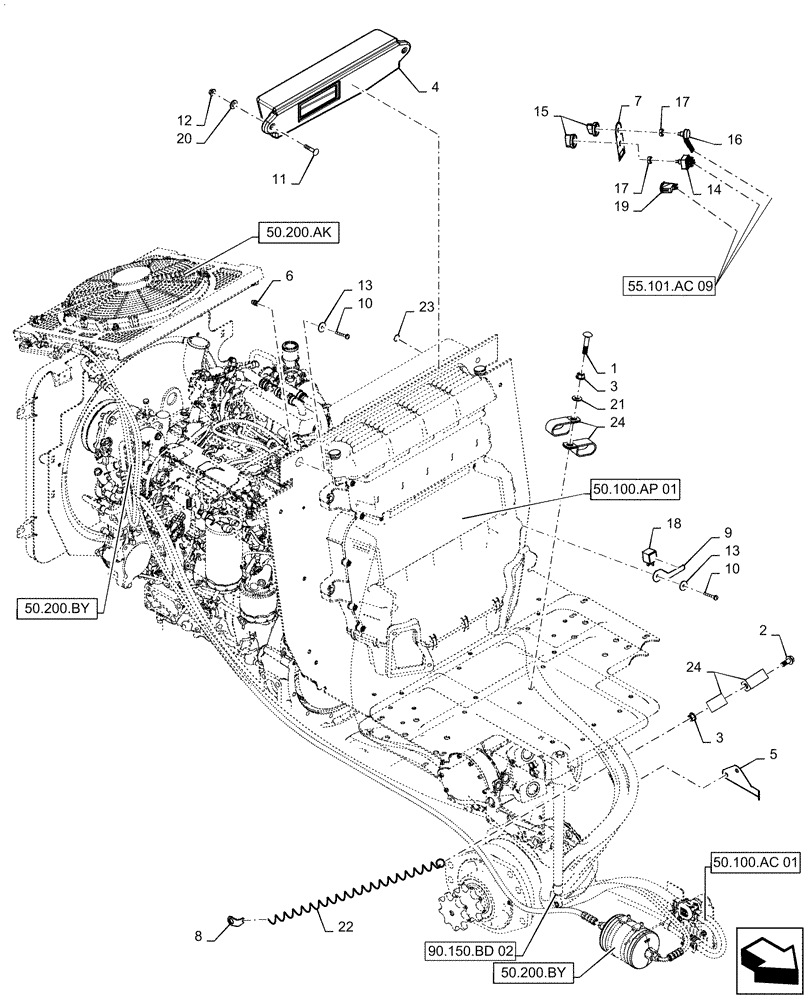 Схема запчастей Case IH SR270 - (50.100.AP[03]) - HVAC SYSTEM (50) - CAB CLIMATE CONTROL