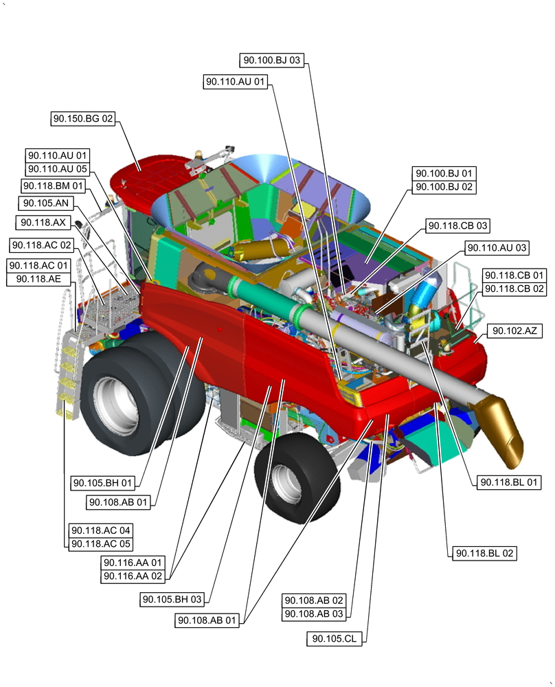 Схема запчастей Case IH 7240 - (90.000.00[01]) - SECTION INDEX - PLATFORM, CAB, BODYWORK & DECALS (90) - PLATFORM, CAB, BODYWORK AND DECALS