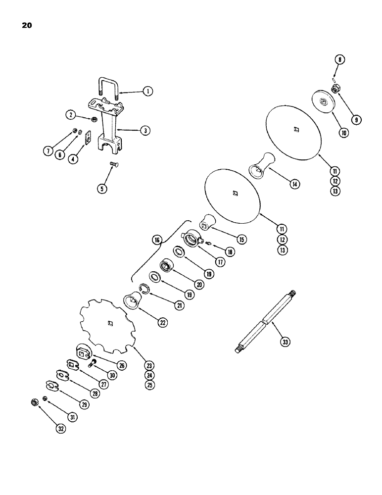 Схема запчастей Case IH K23B - (20) - MAIN GANG, FRONT, RIGID 
