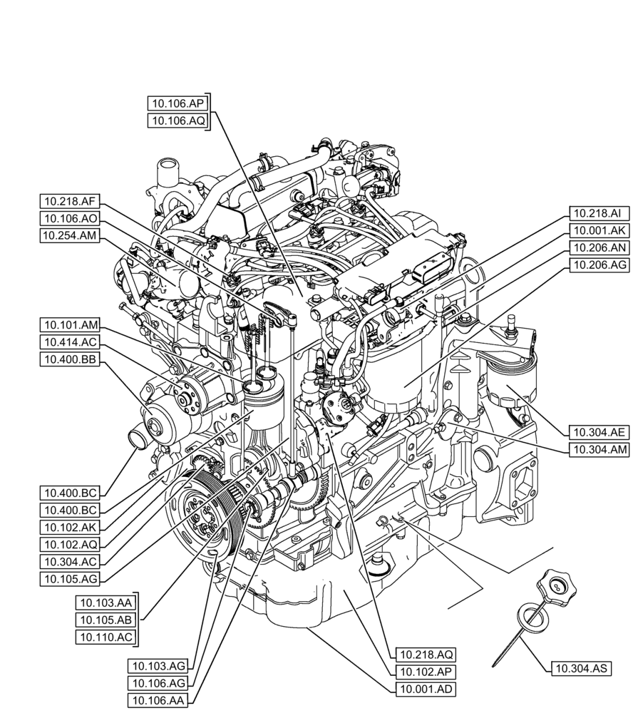 Схема запчастей Case IH F5GFL413A B006 - (00.000.10[01]) - PICTORIAL INDEX - ENGINE (00) - GENERAL & PICTORIAL INDEX