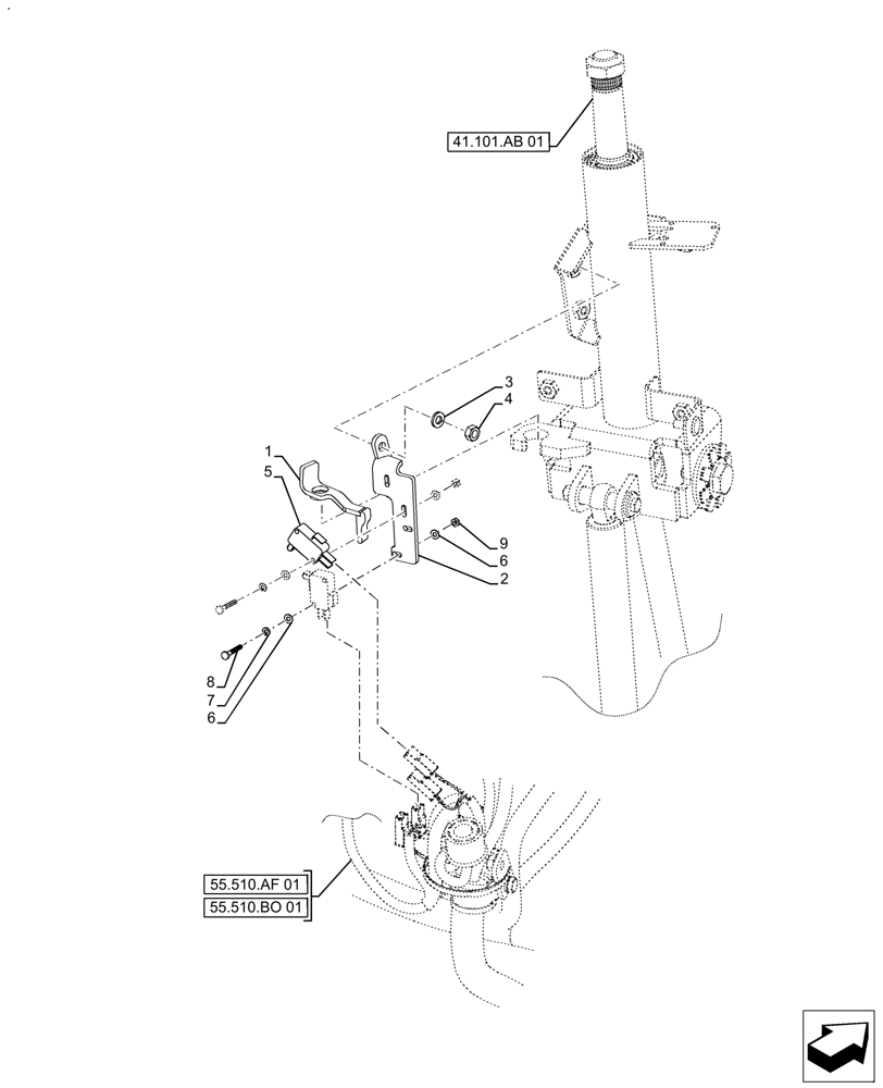 Схема запчастей Case IH FARMALL 120A - (55.408.BG) - VAR - 330692 - REVERSE ALARM, SWITCH (55) - ELECTRICAL SYSTEMS