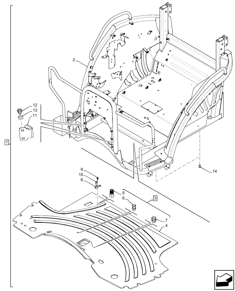 Схема запчастей Case IH FARMALL 120C - (90.110.AP[01]) - VAR - 334187, 334190, 392315 - PLATFORM, W/O CAB (90) - PLATFORM, CAB, BODYWORK AND DECALS