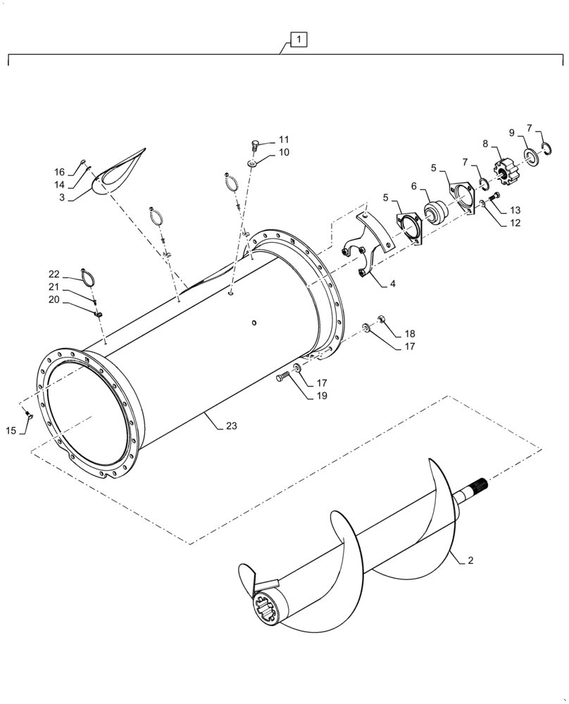 Схема запчастей Case IH 5140 - (80.180.AQ[02]) - VAR - 425312, 425314, 425313 - EXTENSION, UNLOADING TUBE, 3 FOOT (80) - CROP STORAGE/UNLOADING